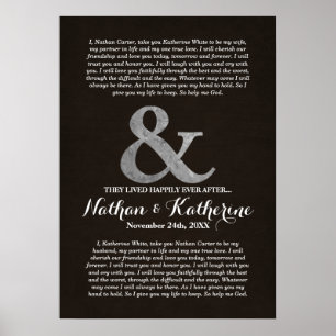 Mörk Wood & Silver Bröllop uppvisar lyckligtvis al Poster