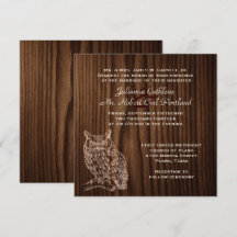 Mörk Wood Uggla Vilda djur bröllopsinbjudan