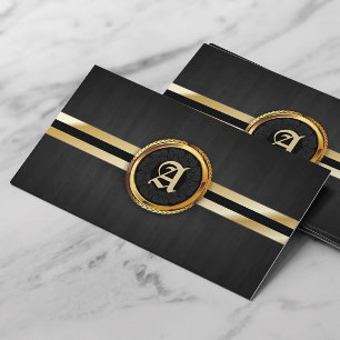 Mörk Wood visitkort för elegant guld- ringMonogram