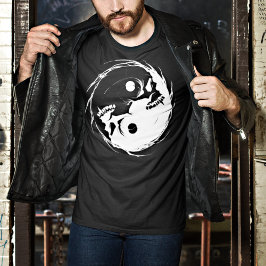 Mörk Yin Yang Vampire Skull Religiösa Symbol T Shirt