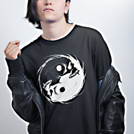 Mörk Yin Yang Vampire Skull Religiösa Symbol T Shirt
