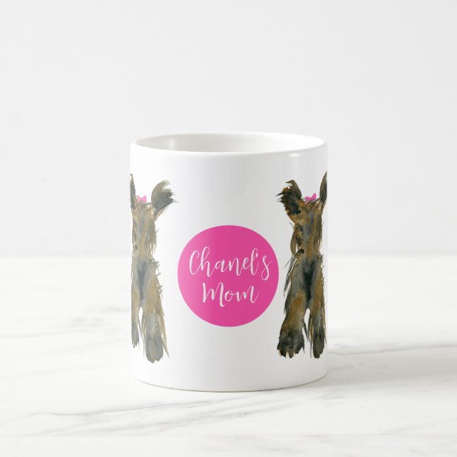 Mörk Yorkie med Rosa Bow Coffee Mugg (Center)