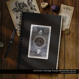 Mörk Zodiac Astrology: Aquarius Black & Silver Klistermärken