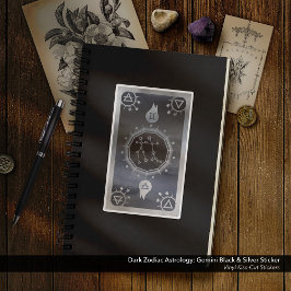 Mörk Zodiac Astrology: Gemini Black & Silver Klistermärken