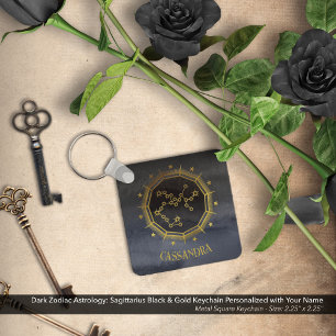 Mörk Zodiac Astrology: Sagittarius Black Guld Namn Nyckelring