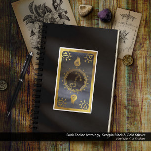 Mörk Zodiac Astrology: Scorpio Black & Guld Klistermärken