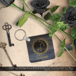 Mörk Zodiac Astrology: Scorpio Black Guld Namn Nyckelring