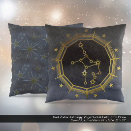 Mörk Zodiac Astrology: Våg Black & Guld Kudde