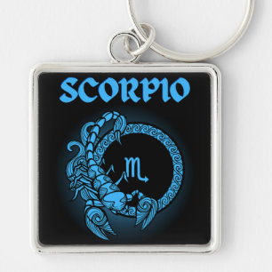 Mörk Zodiac - Skorpionen Medeltida astrologi kon Fyrkantig Silverfärgad Nyckelring