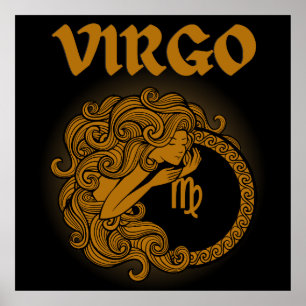 Mörk Zodiak - Jungfrun Medeltida astrologisk kon Poster
