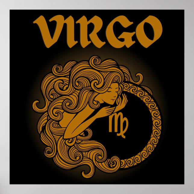 Mörk Zodiak - Jungfrun | Medeltida astrologisk kon Poster (Framsidan)