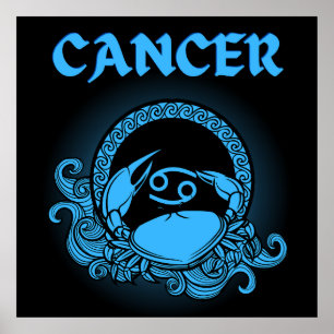 Mörk Zodiak - Kräftan   Medeltida astrologi konst Poster