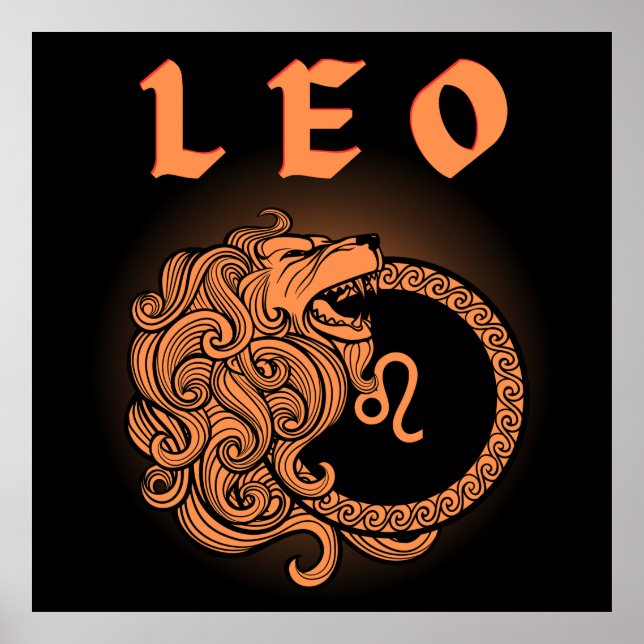 Mörk Zodiak - Lejon | Medeltida astrologiskonst Poster (Framsidan)