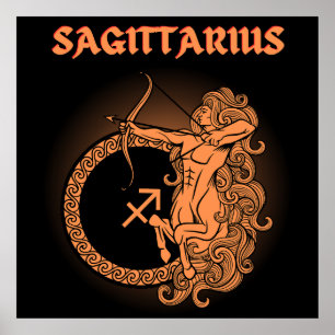Mörk Zodiak - Skytten Medeltida astrologi konst Poster