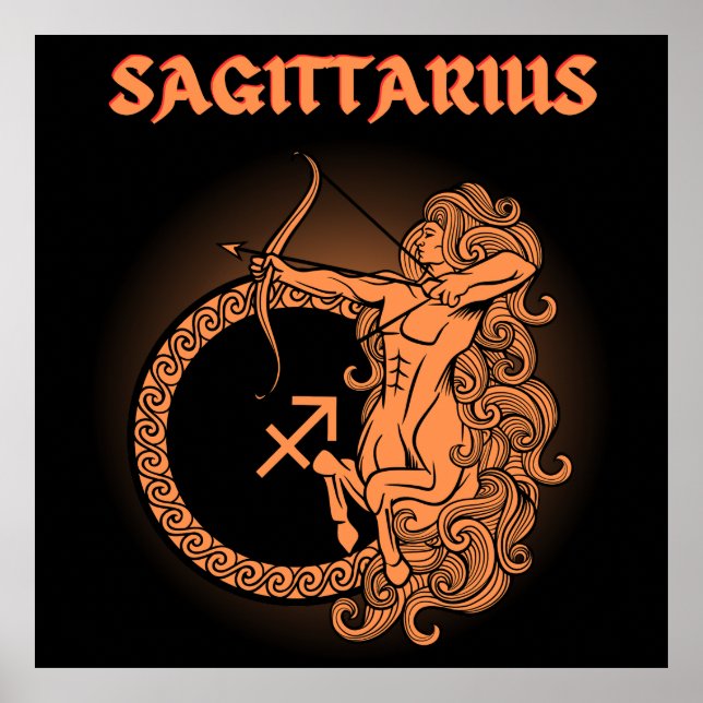 Mörk Zodiak - Skytten | Medeltida astrologi konst Poster (Framsidan)