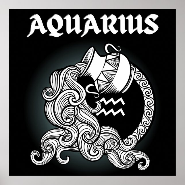 Mörk Zodiak - Vattumannen | Medeltida astrologisk  Poster (Framsidan)