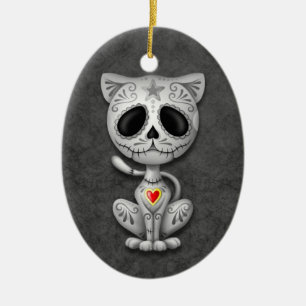 Mörk Zombiesockerkattunge Julgransprydnad Keramik