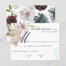 Mörka ädelstensfärgade blombröllop RSVP