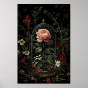 Mörka akademiska konsttryck, gotisk katt fjäril poster