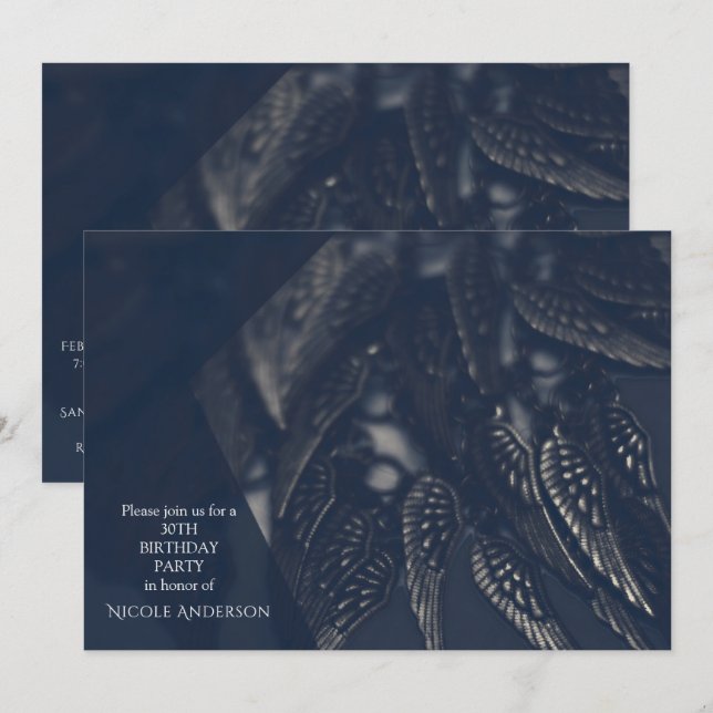 Mörka ängelvingar gotiska glamour-fest-inbjudninga inbjudningar (Fram/baksida)