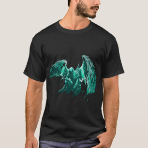 Mörka Änglavingar Grön Glöd Gothisk Estetik Gatust T Shirt