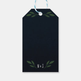 Mörka blå och gröna blad Grönska Rustik bröllop Presentetikett