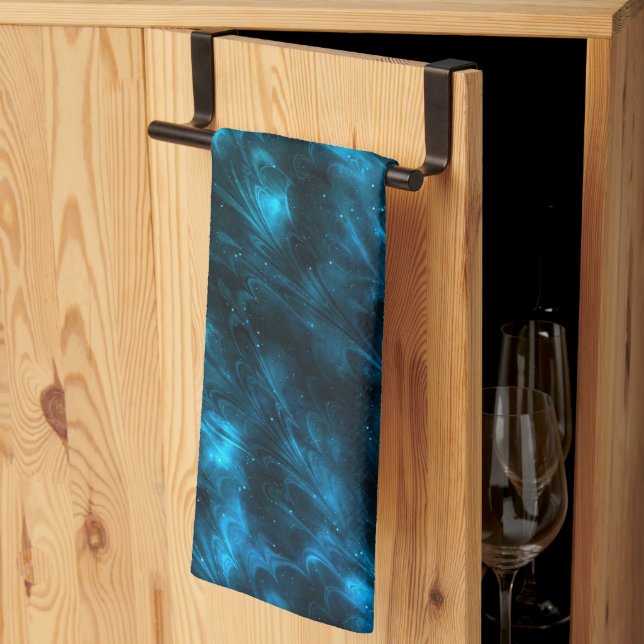 Mörka Blå Vågor Kökshandduk (Thirds Fold)