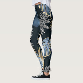 mörka blad tropiska växter   leggings