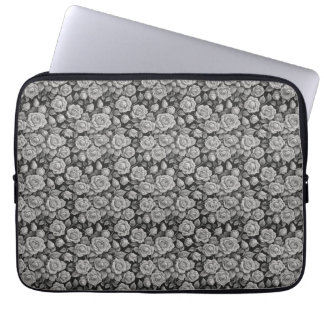 Mörka Blommor Svarta Grå Rosor Estetik Laptop Fodral