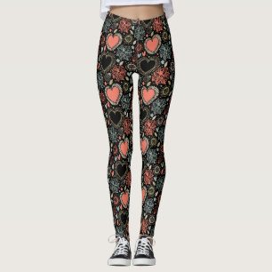 Mörka Blommors Glädje: Blommönster utan Sömmar Leggings