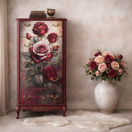 Mörka blomsterromantiska rosor decoupage