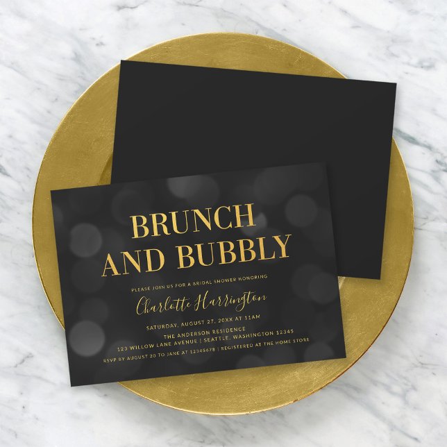 Mörka Bokeh-ljus Brunch och Bubbly Bröllopsfest Inbjudningar (Skapare uppladdad)