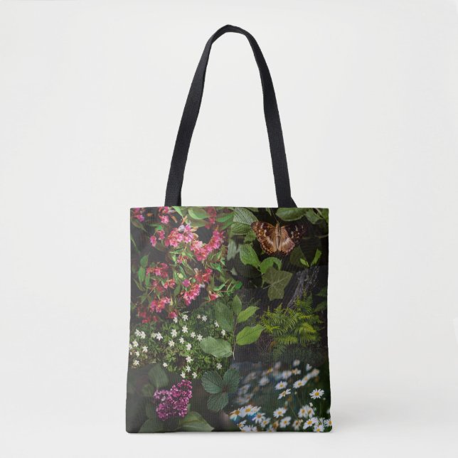 Mörka Botaniska Skogsdrommar Collage Tvåsidig Tygkasse (Framsida)