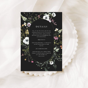 Mörka Botaniska Vilda Blommor Bröllopsdetaljer Tilläggskort