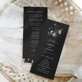 Mörka Botaniska Vildblommor | Elegant Bröllop Program