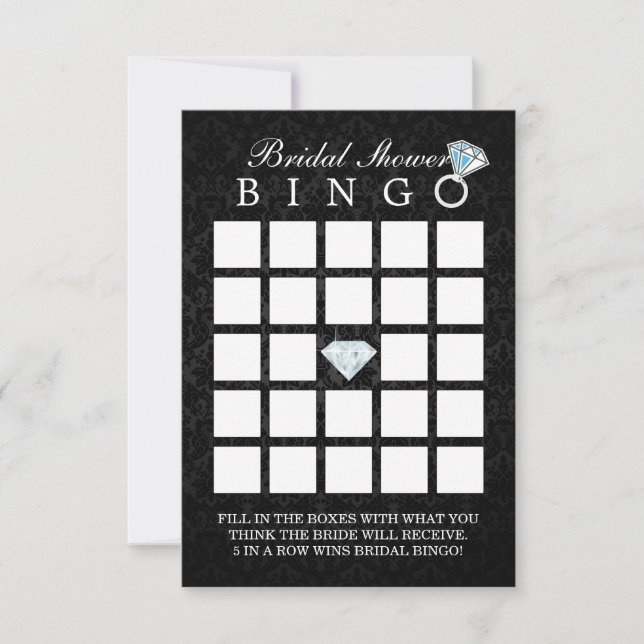 Mörka Damask Diamant Bröllopsdusch Bingo Kort (Framsida)