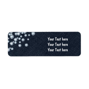 Mörka Denim & Diamanter Glamour Parti Adressetiket Returadress Etikett