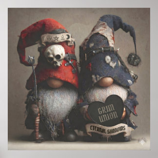 Mörka fantasgnommar som håller hjärta med text poster