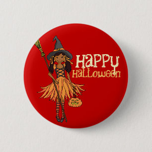 Mörka flickahappy halloweenungar knäppas emblem knapp