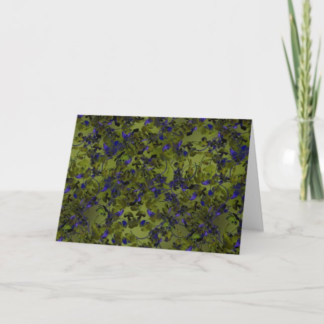 Mörka humleabstrakt botanisk grön och blå kort (Framsida)