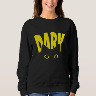 MÖRKA KattöGon Goth T-Shirt med Huva | Svart Katt