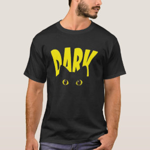 Mörka Kattögon Grafisk T-Shirt Rolig Svart Katt