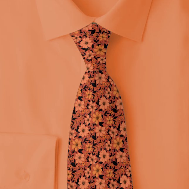 Mörka korallfärgade vildblommor slips (Skapare uppladdad)