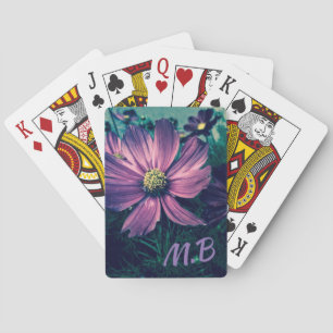 Mörka lila blommor Foto Konst Monogram Casinokort