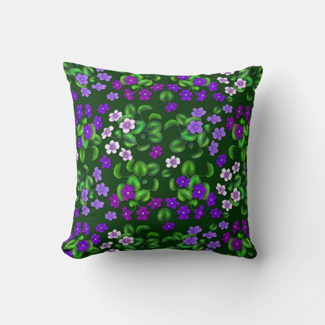 Mörka lila trädgårdsviola blommor kudde (Framsida)