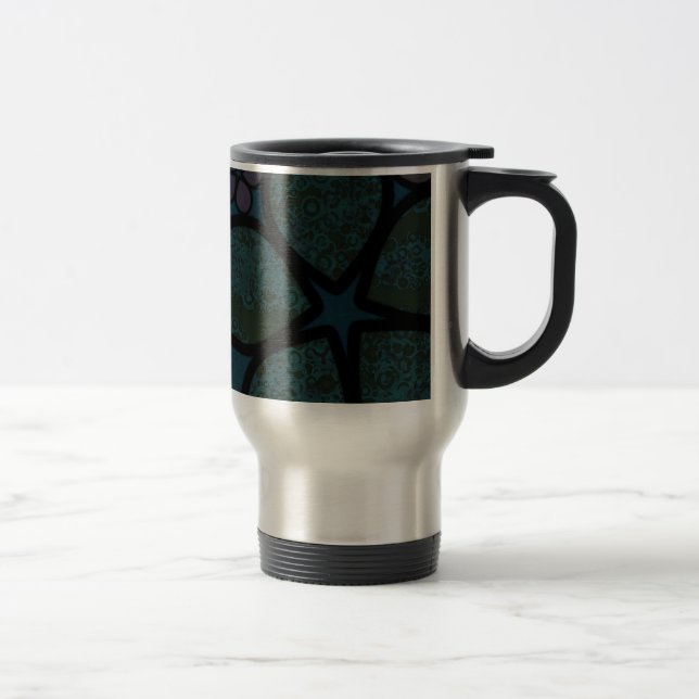 Mörka mångfärgade moderna texturerade cirkelblommo resemugg (Höger)