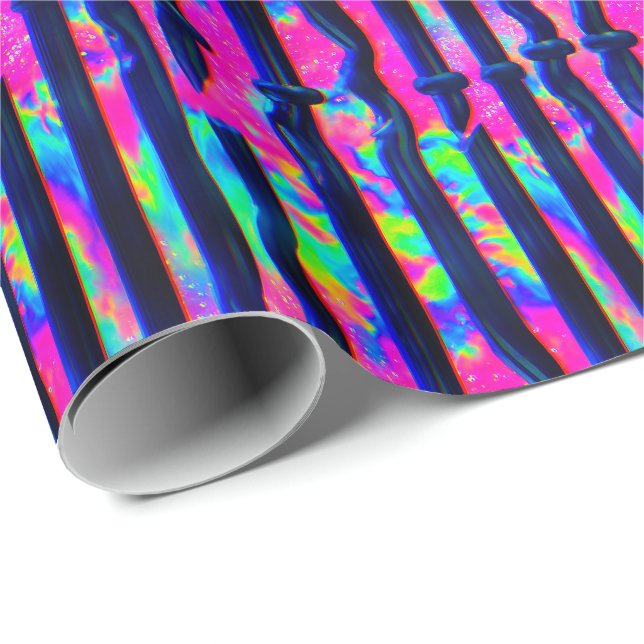 Mörka regnbågsglitch-staplar presentpapper (Rullad Hörn)