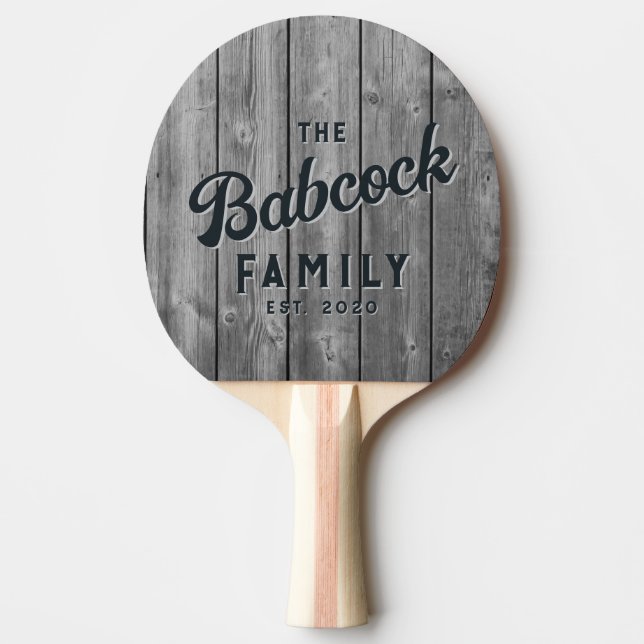 Mörka Rena Grå Träbrädor Retro Familjenamn Pingisracket (Framsidan)