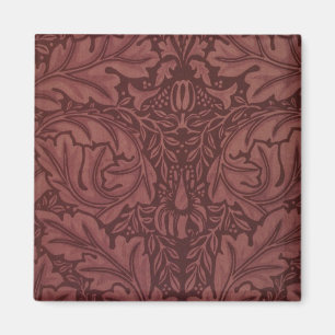 Mörka röda akantusblad (av William Morris) Magnet