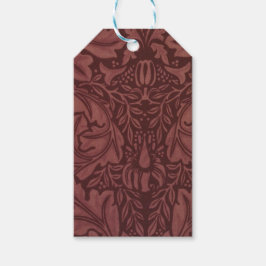 Mörka röda akantusblad (av William Morris) Presentetikett